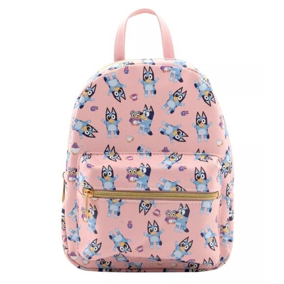 Bluey Other - Bluey Kids Mini Pink Backpack With Adjustable Straps and Front Zipper Pocket